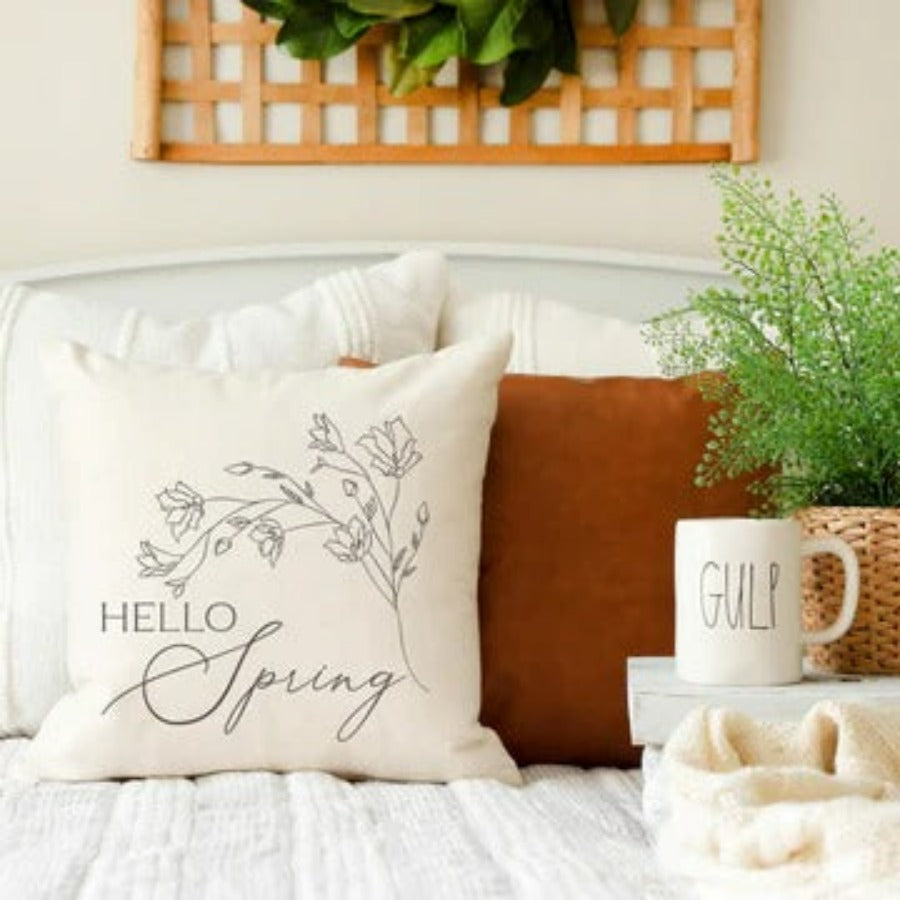 Hello Spring Floral Pillow