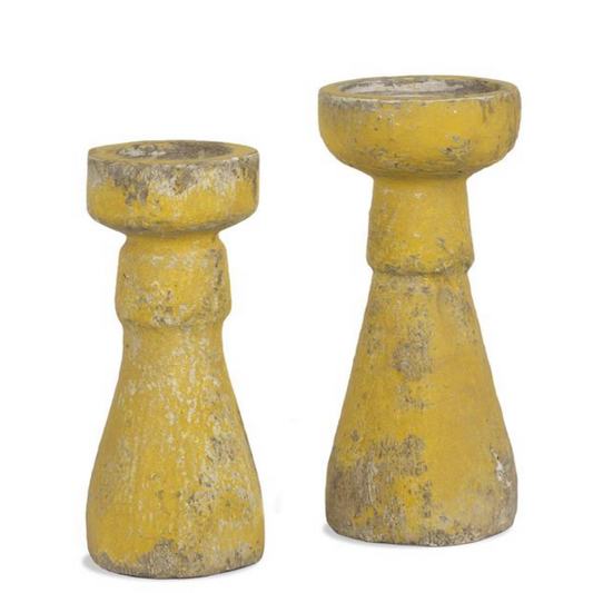 Weathered Yellow Candle Holders